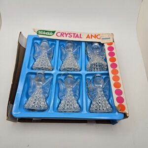 Vintage Yuletide Crystal Angels Ornament Set of 6 | Clear Plastic | Made in Hong